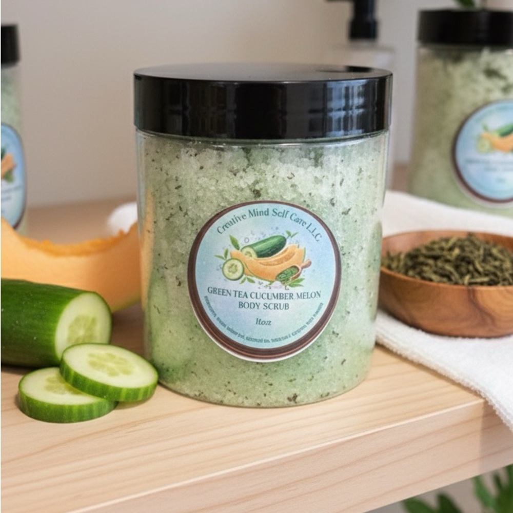 Handcrafted Green Tea Cucumber Melon Body Scrub
